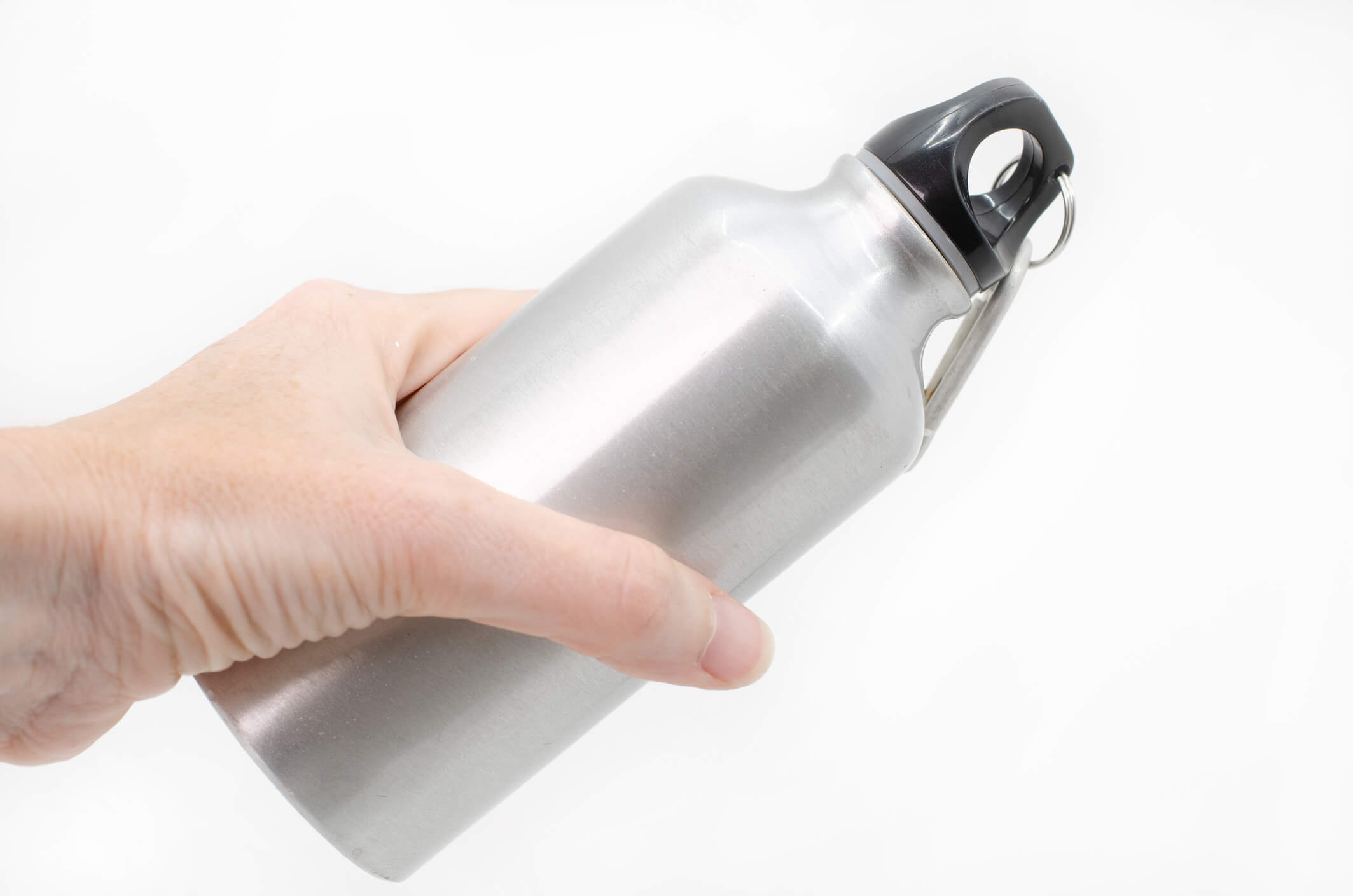 reusable silver water bottle